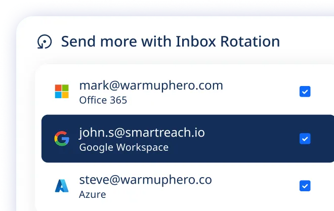 Inbox rotation feature for sending cold emails from multiple providers in one campaign to improve deliverability.