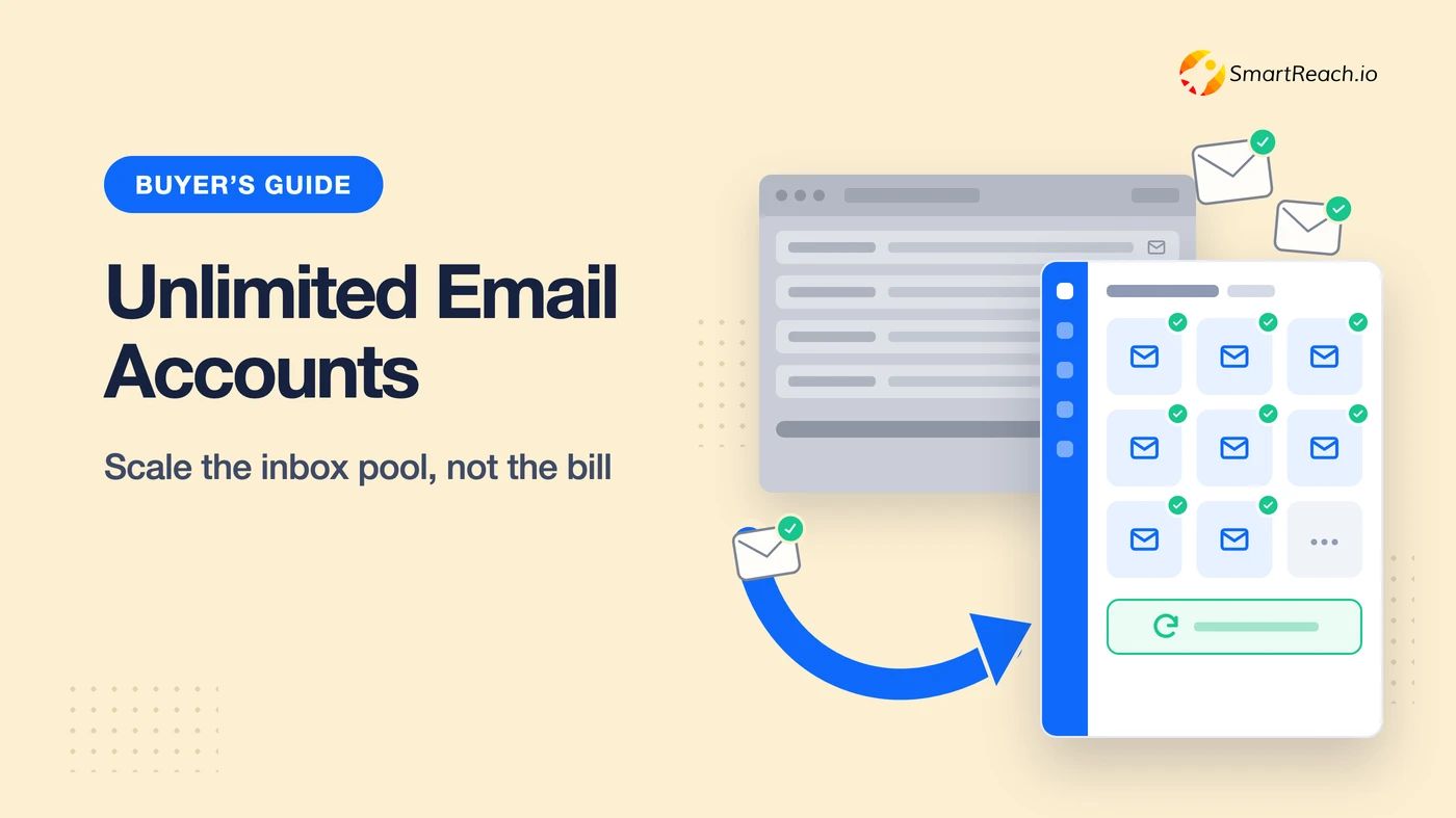 Cold email tools with unlimited email accounts banner showing many sending inboxes feeding one campaign