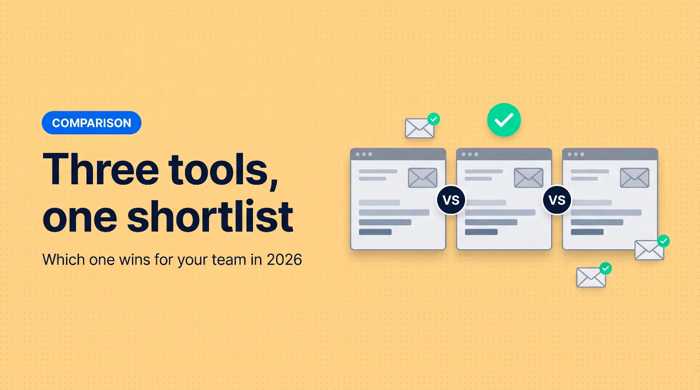 Instantly vs Smartlead vs Lemlist compared: three anonymous cold email dashboards side by side with VS badges and a green check for the pick