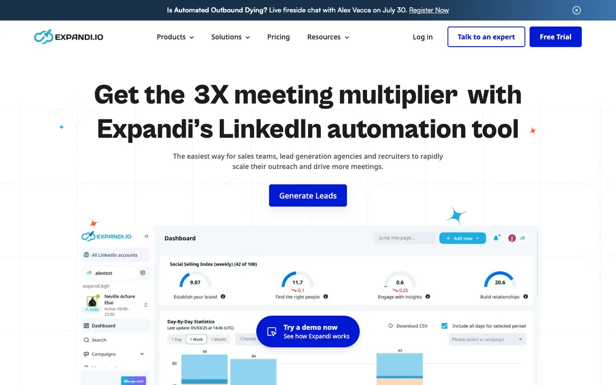 Expandi website homepage