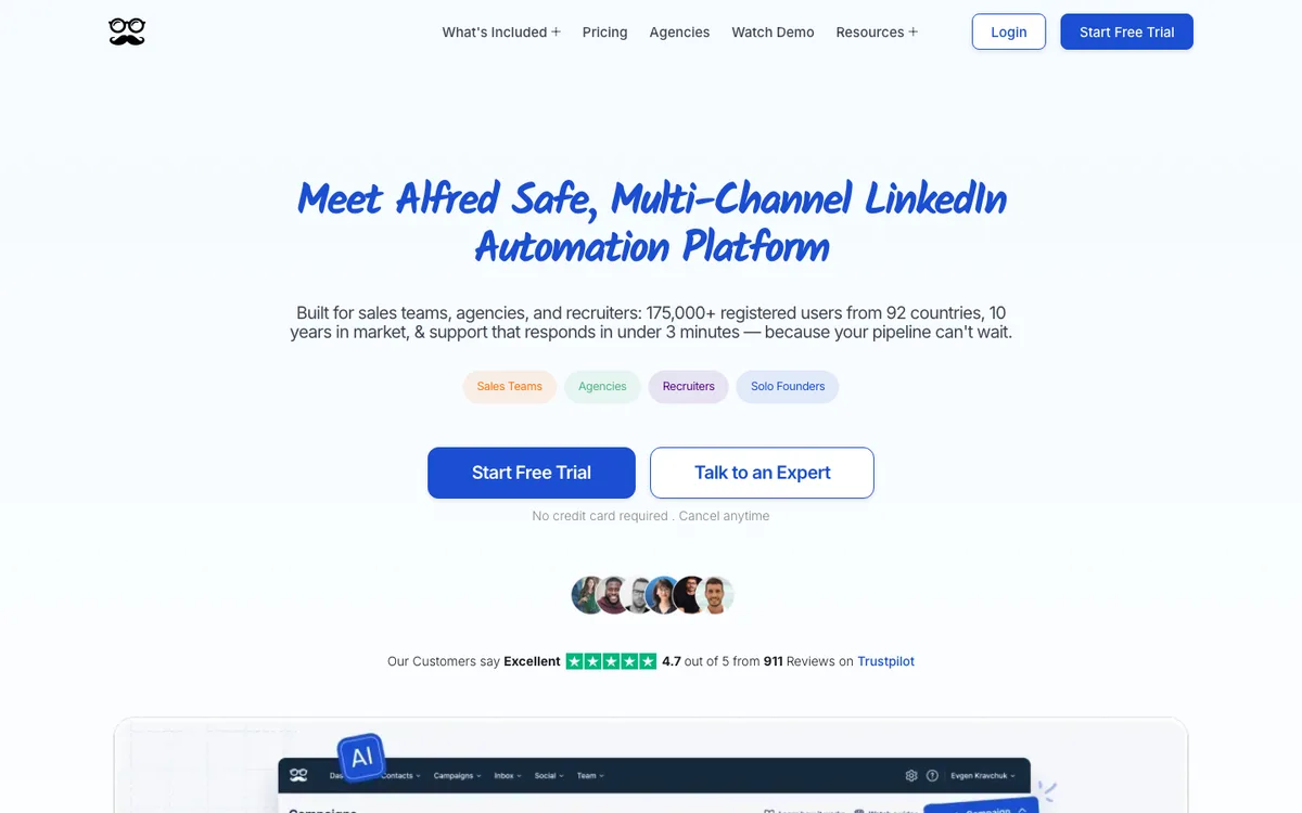 MeetAlfred website homepage