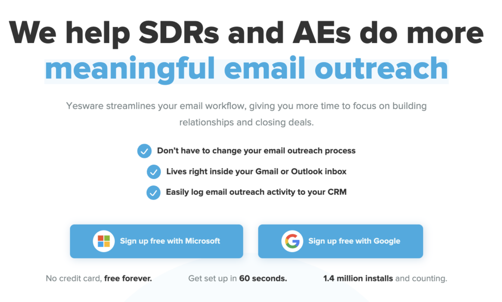 Yesware is a simple and easy cold email tool for small teams