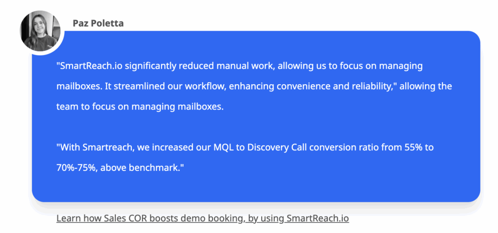 The customer success story of one customer who use SmartReach.io and found great results from the campaign