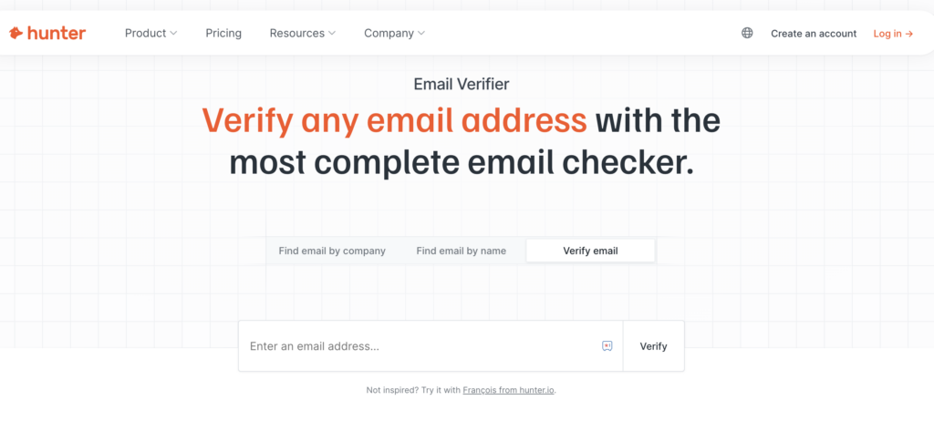 email verification tool - hunter