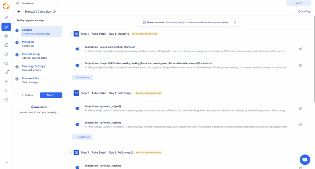 Personalized email follow-ups inside SmartReach