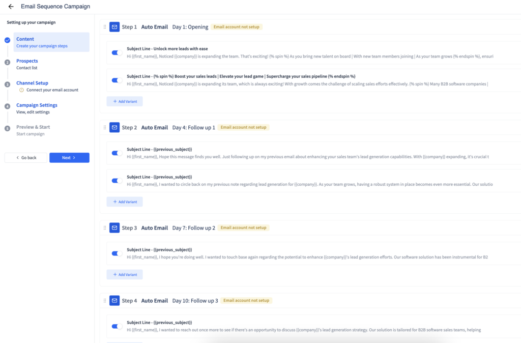 AI assisted automated email sequences review