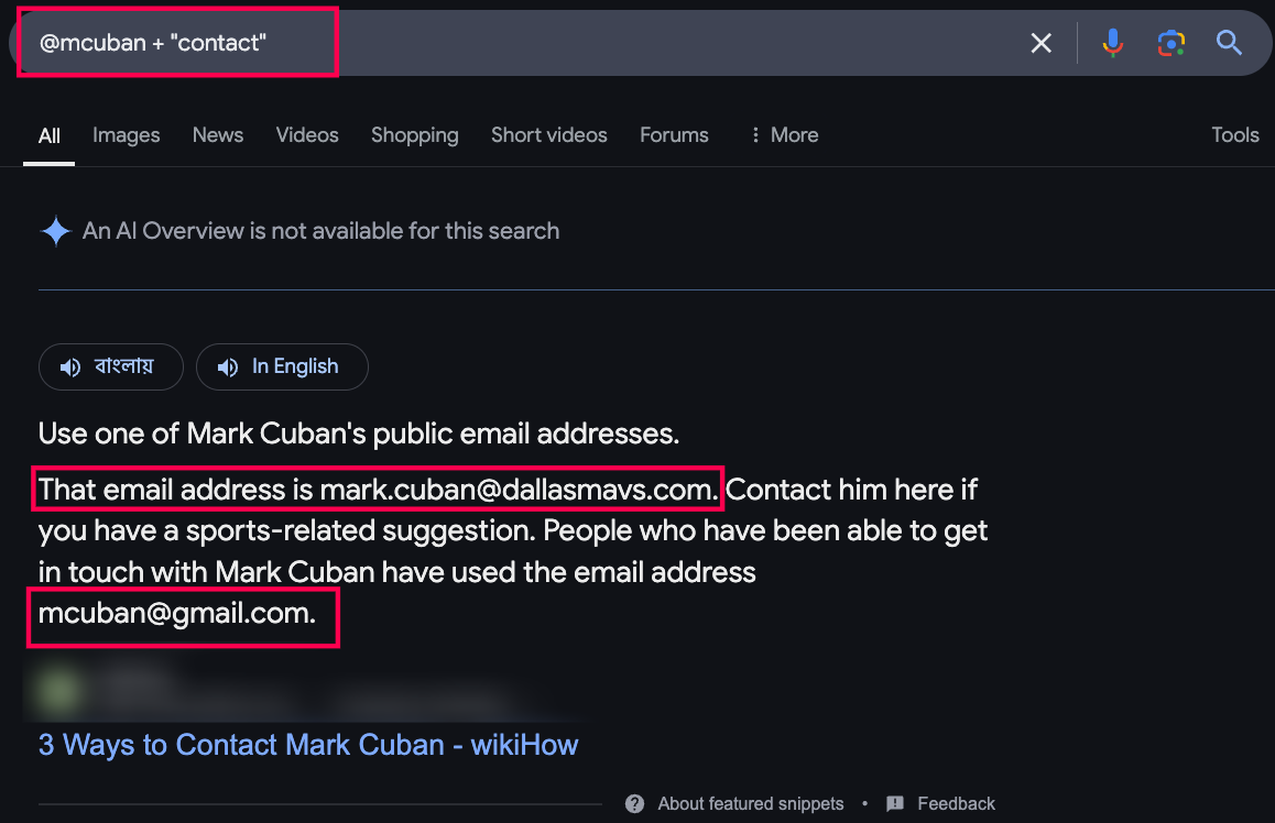 How to find someone's email using the Google search operators