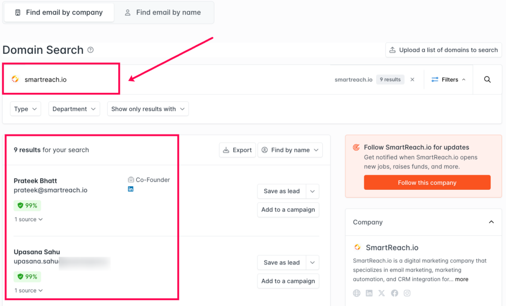 Image showing how to find someone's email on Twitter using domain based email finder tools