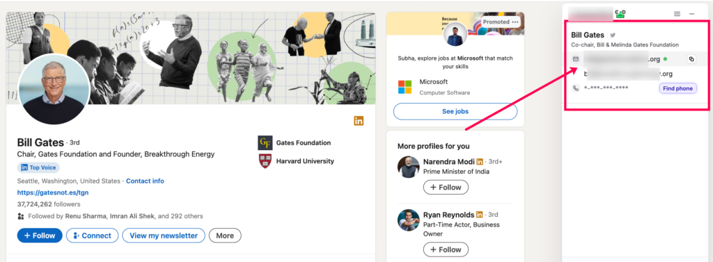 Image showing Twitter email lookup using the user's LinkedIn