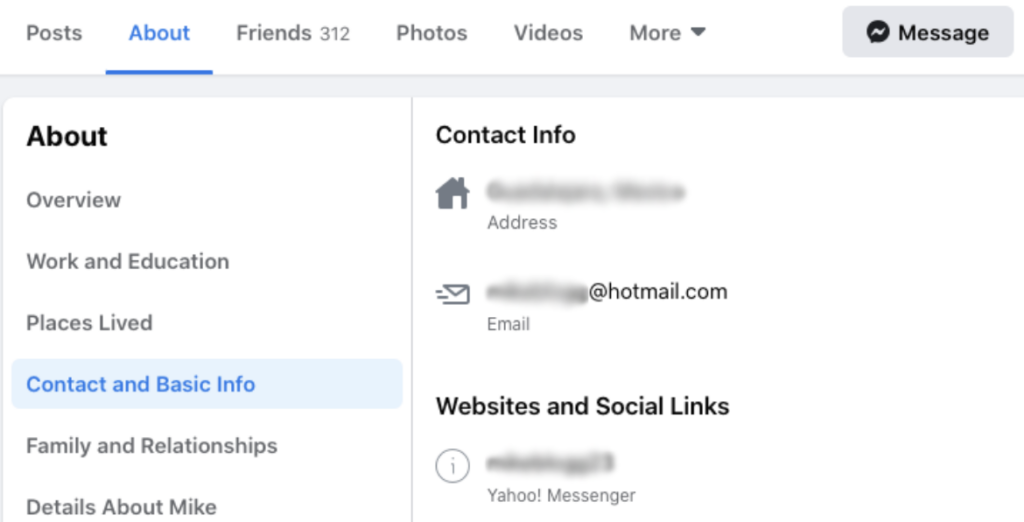 find emails on facebook