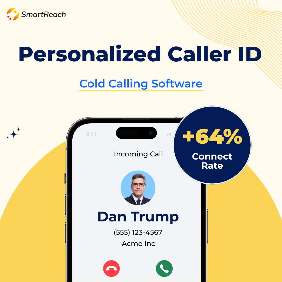 When you call using SmartReach.io, a personalozed caller ID shows up in the prospects mobile