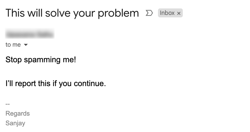 negative response - sample email
