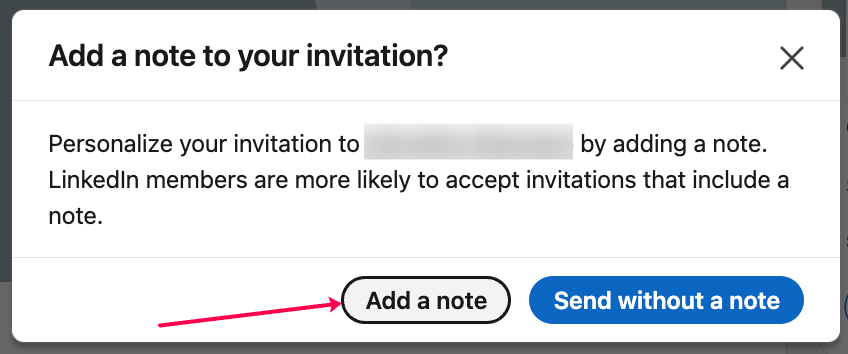 how to add a personalized note on the LinkedIn message
