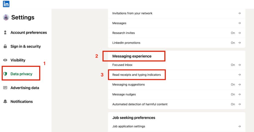 Linkedin read receipts step 2