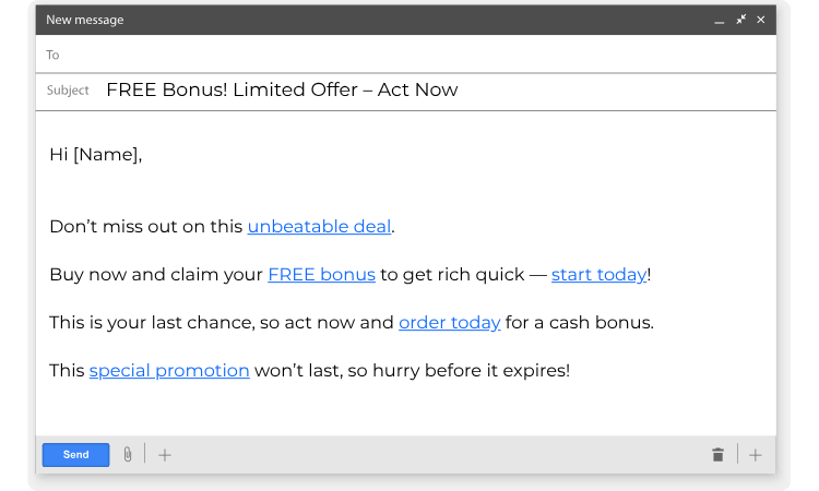 Too many links in email, makes it spammy