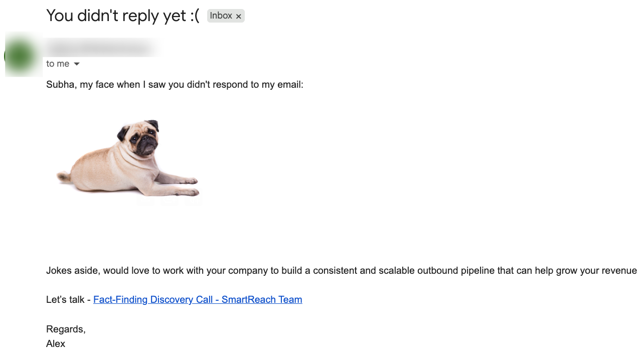Screenshot example of a B2B cold email with proper image to text ratio