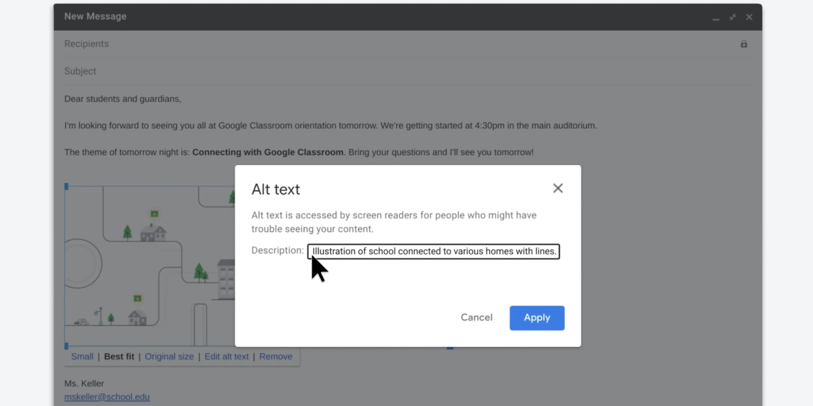 How to add Alt text for the attached images in the email