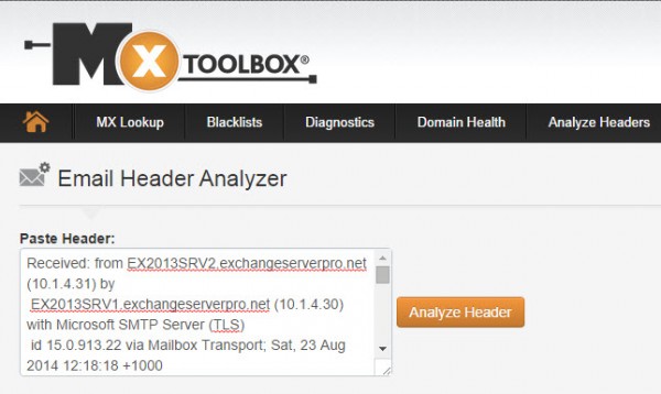 mxtoolbox - email header analyser