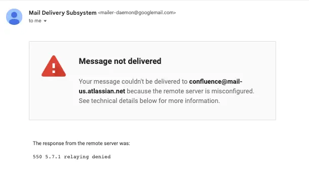 Image showing hard email bounces inside Gmail
