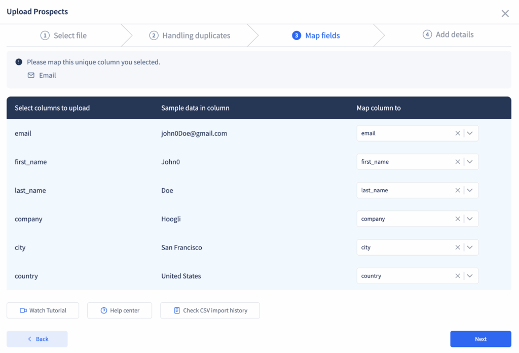 What's the most efficient way to import and organize large prospect lists for cold email campaigns