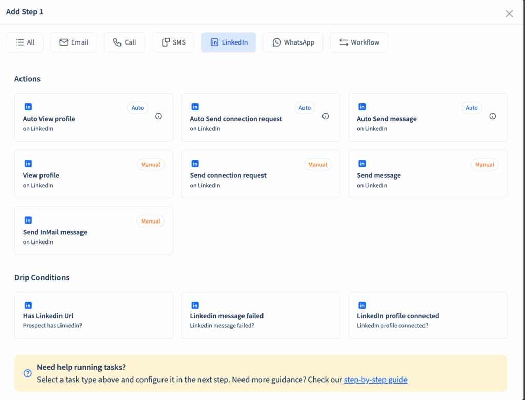 list of LinkedIn tasks that you can automate using SmartReach.io