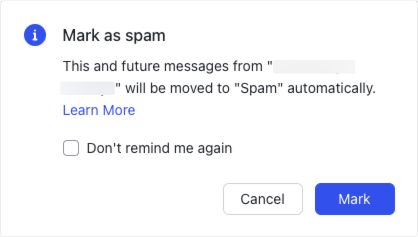example of a email mark as spam button