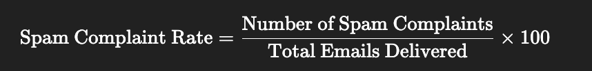 formula of spam complaint rates