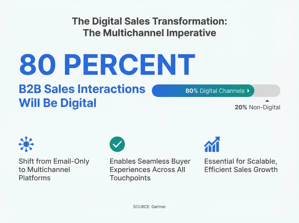 Infographic showing 80 percent of B2B sales interactions will be digital according to Gartner