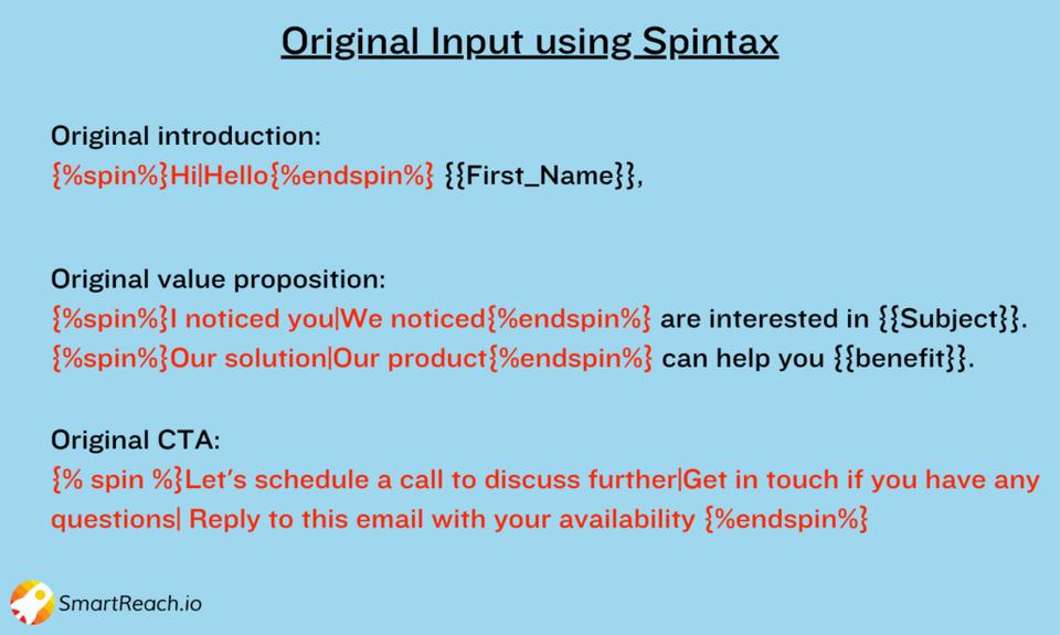 cold email sales templates using spintax - SmartReach