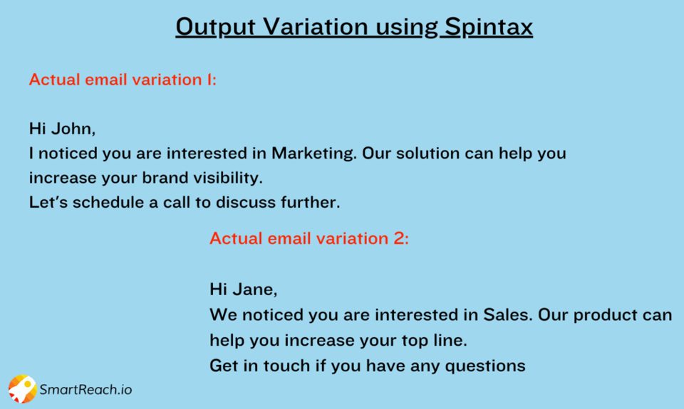 cold email sales template using spintax - SmartReach