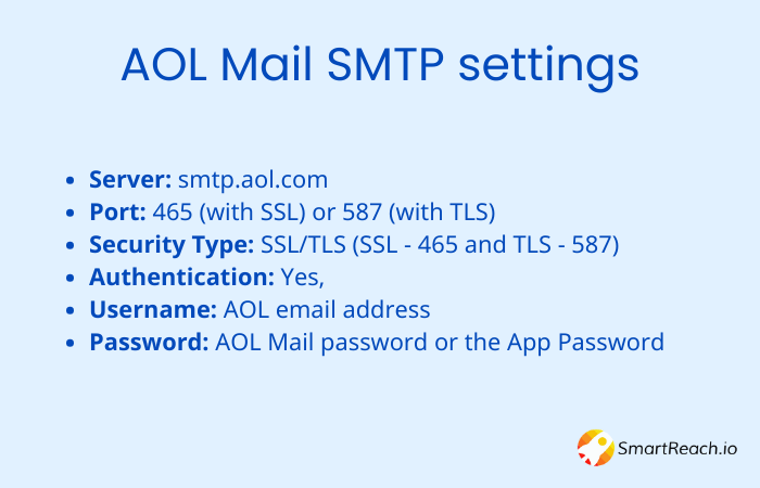 aol smtp settings