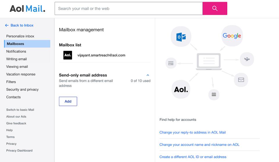 AOL mail settings