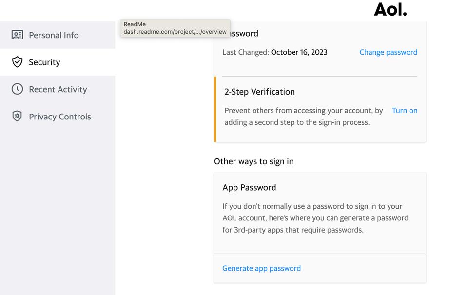 AOL mail settings