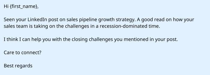 LinkedIn connection request for cold calling
