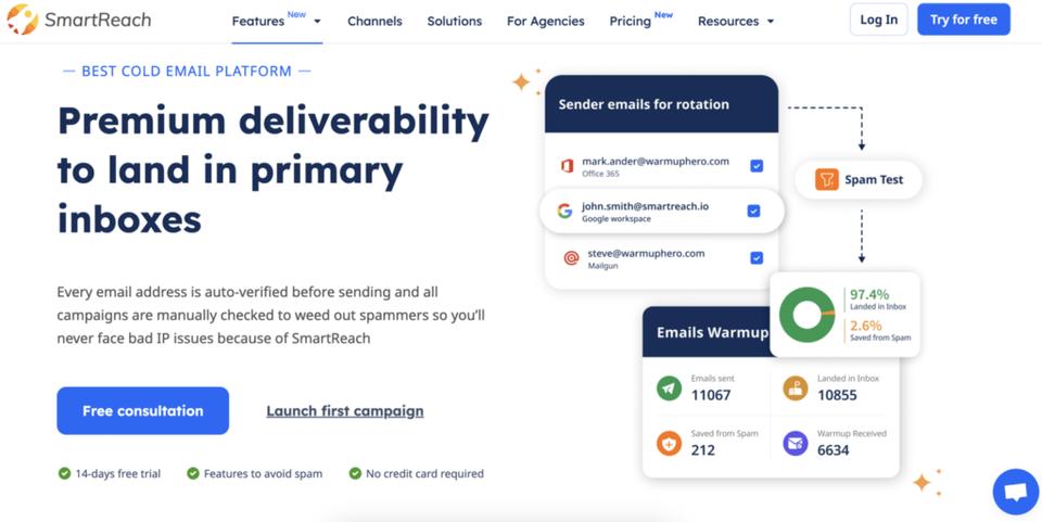 Smartreach.io is one of the best email verification tools for SDR teams who run email outbound campaigns and need a built-in email validation system right into the platform