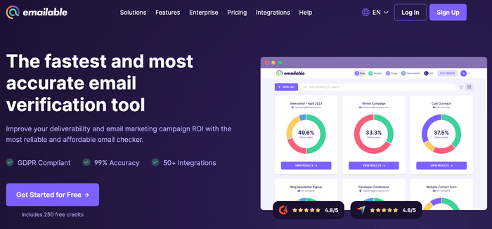 Emailable is a relatably new email verification platform with GDPR compliant email data