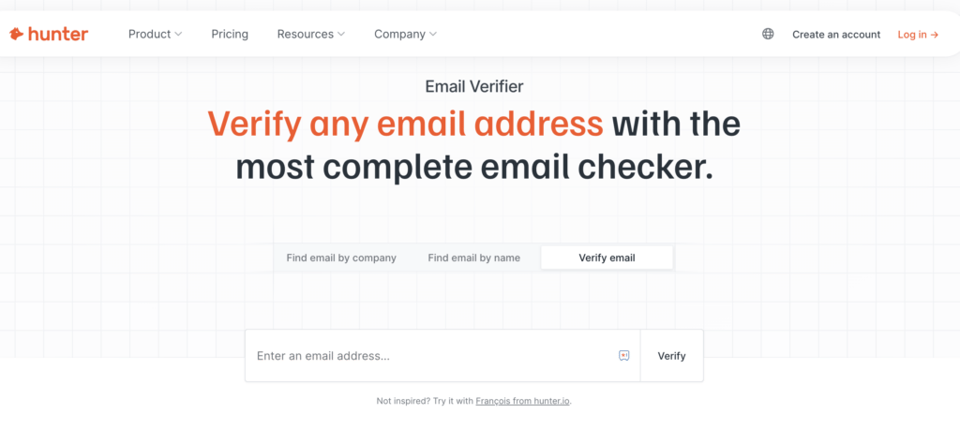 email verification tool - hunter