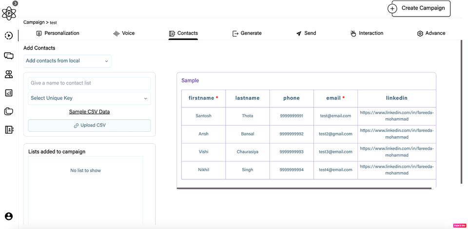 adding prospects using personaliz.ai