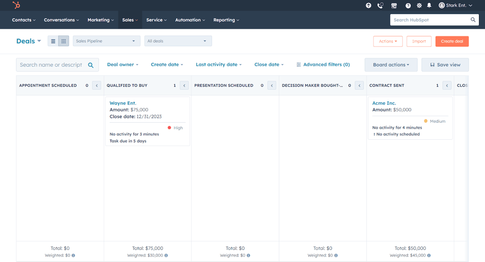 HubSpot interface for Demand generation automation