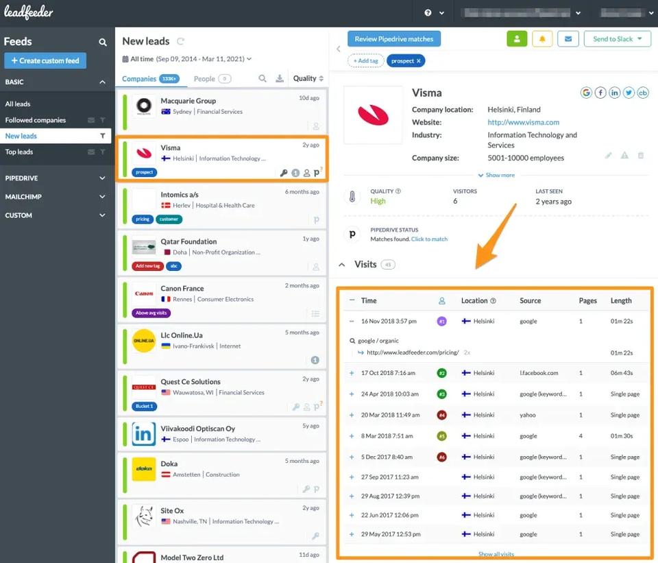 Leedfeeder B2B demand generationautomation tool