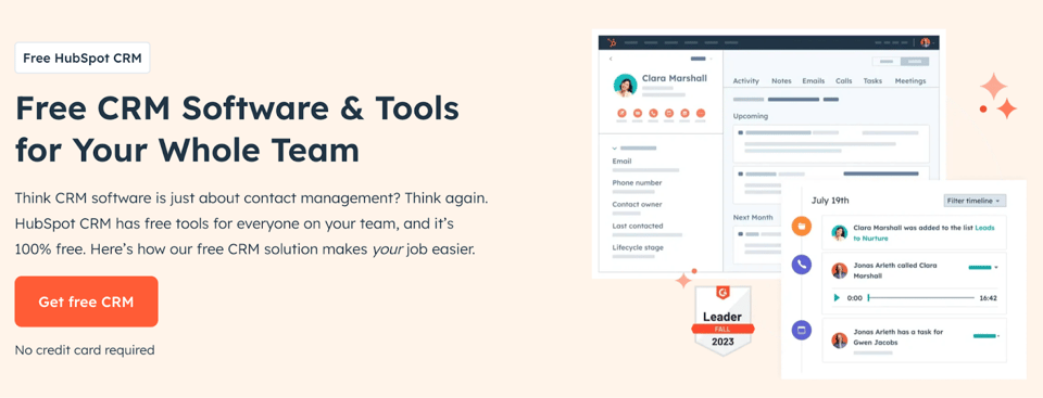 HubSpot contact management software for free