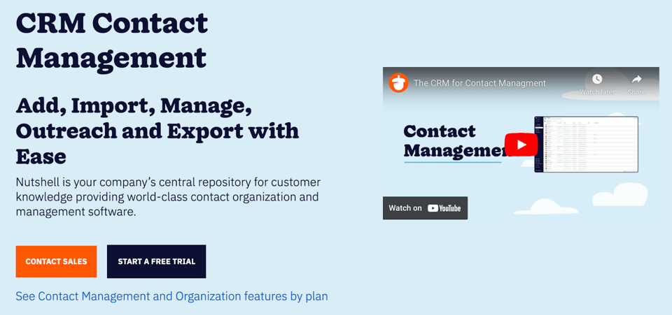 Nutshell the Sales CRM with contact management capabilities