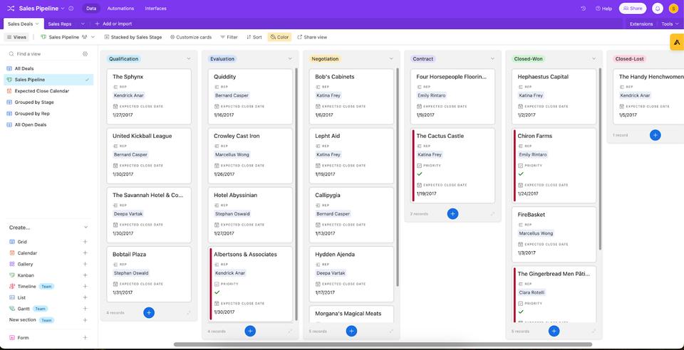 Airtable free sales pipeline templates