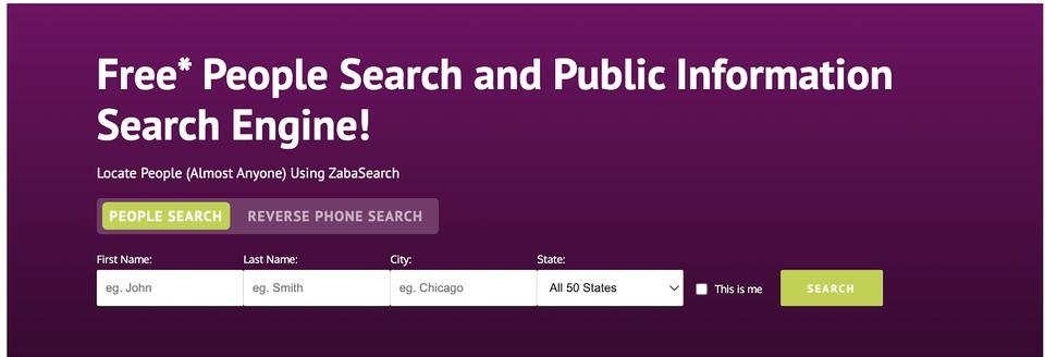 Zaba search for phone number lookup