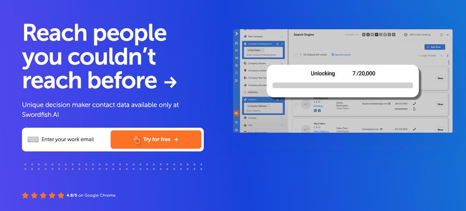 Swordfish AI for contact number lookup