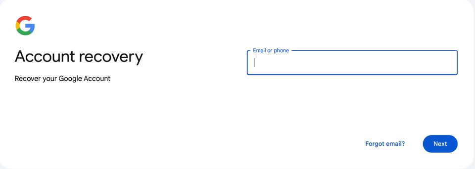 Password recovery via Gmail
