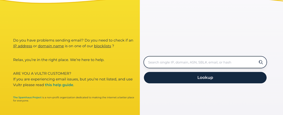 check sender score using Spamhaus