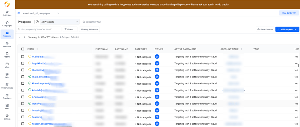 email validation using SmartReach's in-built tool