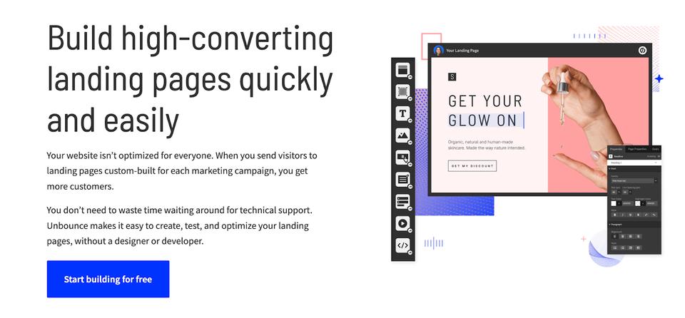 Unbounce a great B2B lead generation tools