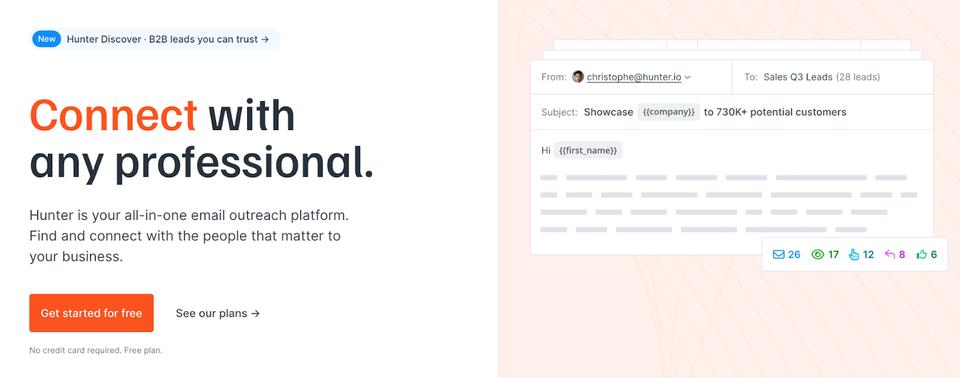 Hunter.io email finder tool